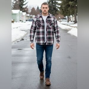 COEVALS CLUB Men's XXL Western Plaid Long Sleeve Pearl Snap Casual Rodeo Shirt
